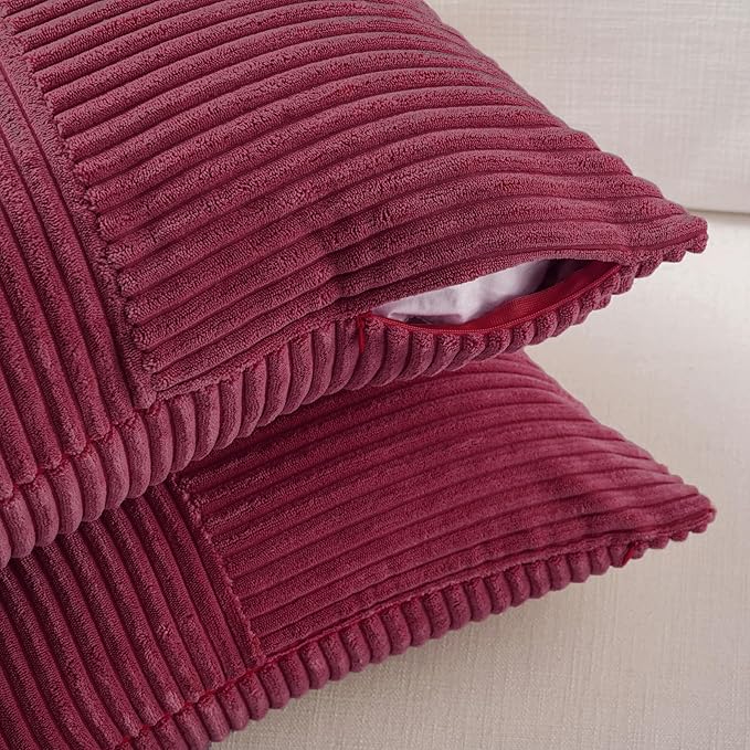 Fancy Homi 2 Packs Burgundy Red Decorative Throw Pillow Covers 20x20 Inch - Image 4