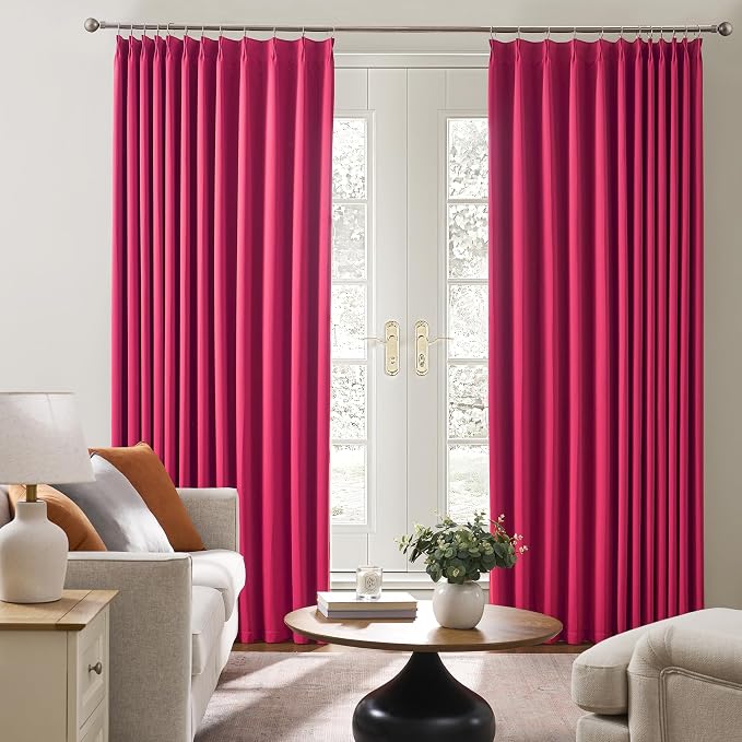 Hot Pink Fuchsia Pinch Pleated Curtains Blackout 84 Inches Long, Room Darkening - Image 4