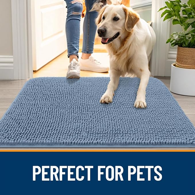 OLANLY Dog Door Mat for Muddy Paws 59x32, Super Absorbent Chenille Mud Mat | - Image 6