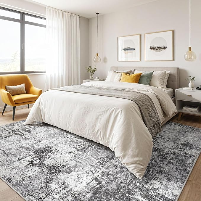 LOONGRUG 6x9 Area Rugs Washable Neutral Modern Abstract Living Room Rug | Soft - Image 4