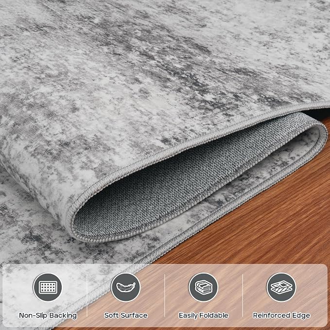 Aelenmu 9x12 Area Rugs for Living Room Bedroom Dining Room Washable Grey | Soft - Image 4
