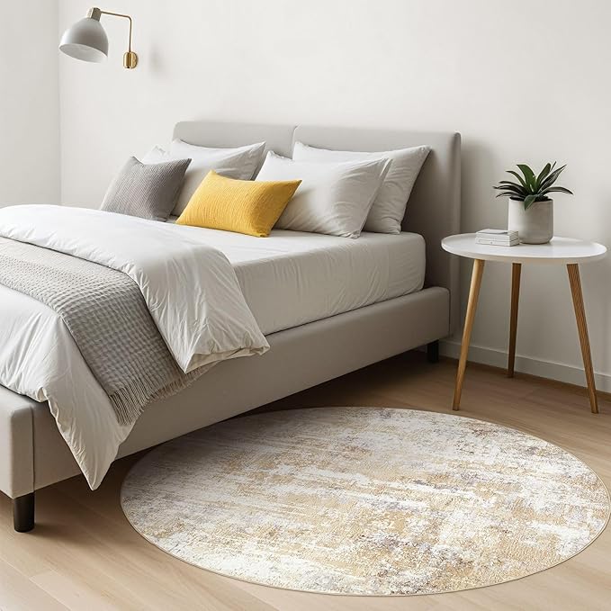 LOONGRUG Round Rug 6x6 Washable Neutral Modern Abstract Circle Area Rugs | Soft - Image 5