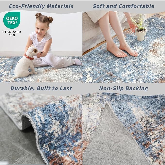 3x4 Washable Entryway Rug – Non-Slip Modern Abstract Small Area Rug - Image 6