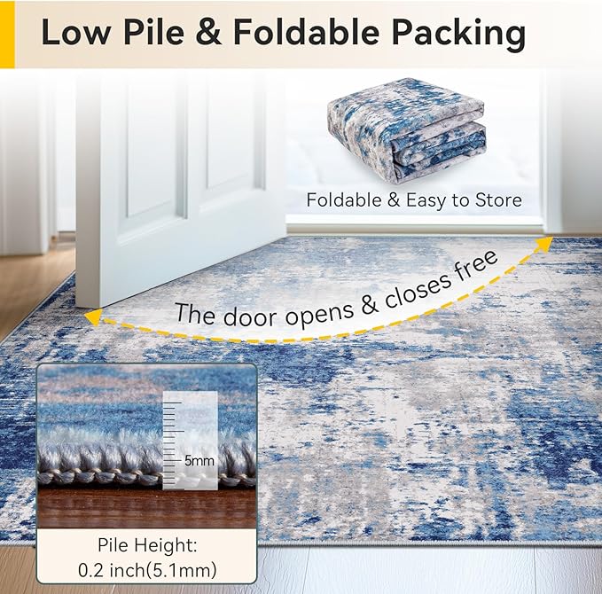 RELEANY Washable Runner 2'6"x8' Abstract Area Rug - Image 4