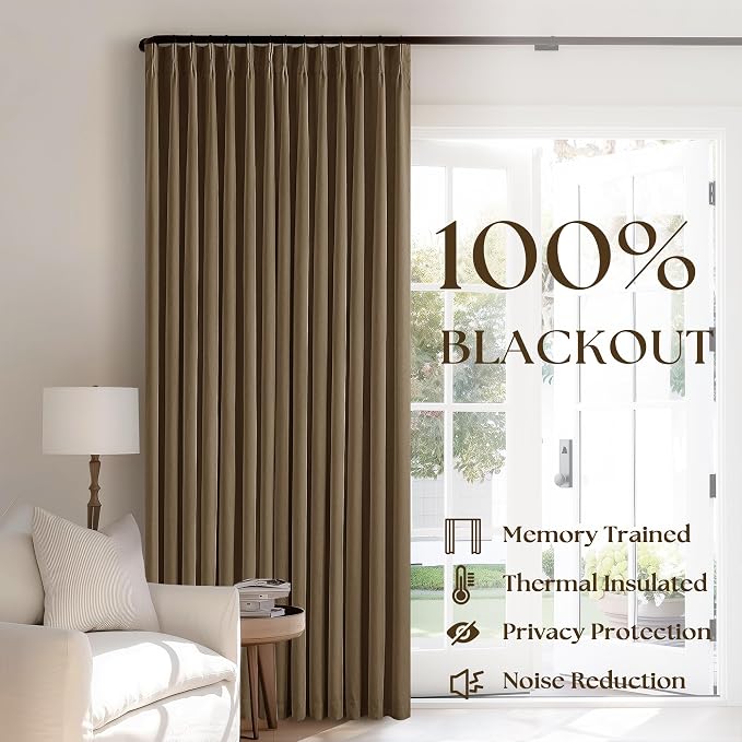 Dutch Cocoa Blackout Linen Curtains 108 Inches Long Pinch Pleated | 100% Black - Image 3