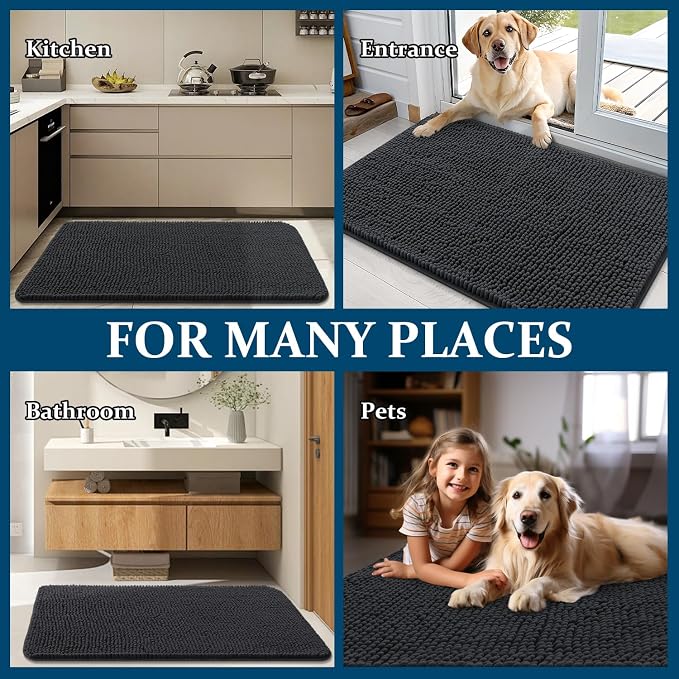 OLANLY Dog Door Mat for Muddy Paws 45x27, Super Absorbent Chenille Mud Mat | - Image 8