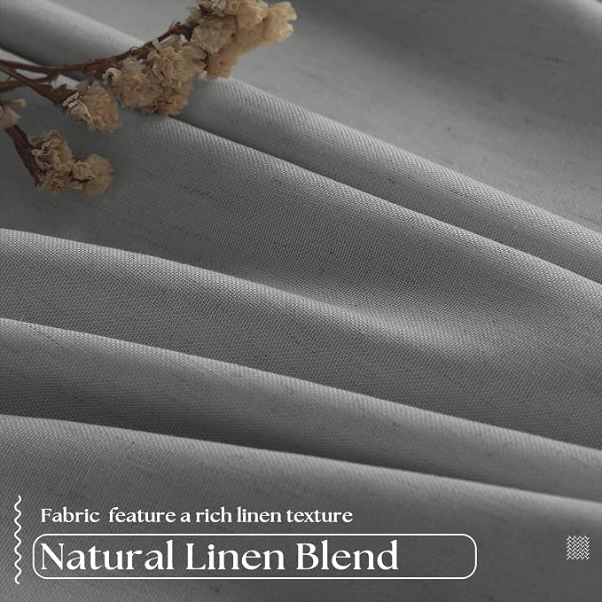 Dark Grey Pinch Pleated Linen Blackout Curtains 90 Inches Long - Image 5