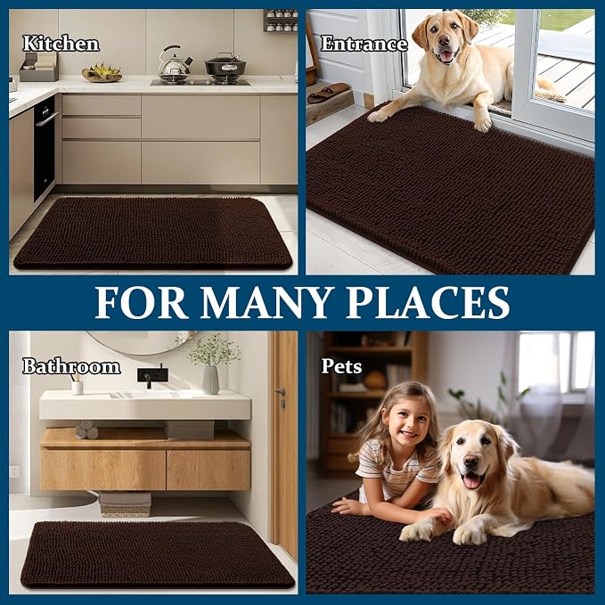 OLANLY Dog Door Mat for Muddy Paws 47x32, Super Absorbent Chenille Mud Mat | - Image 8