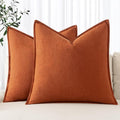 MIULEE Decorative Linen Pillow Covers 20x20 Inch Burnt Orange | Boho Farmhouse​ by MIULEE