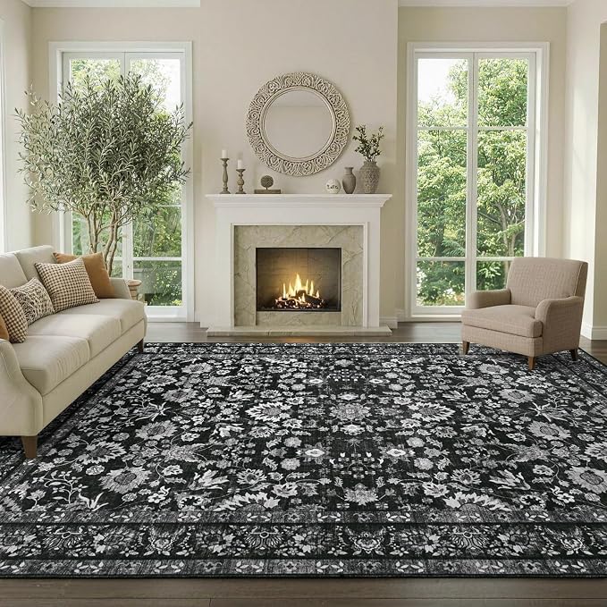 5x7 Ft Area Rugs for Living Room, Soft Non-Slip Machine Washable Rug, Vintage - Image 2