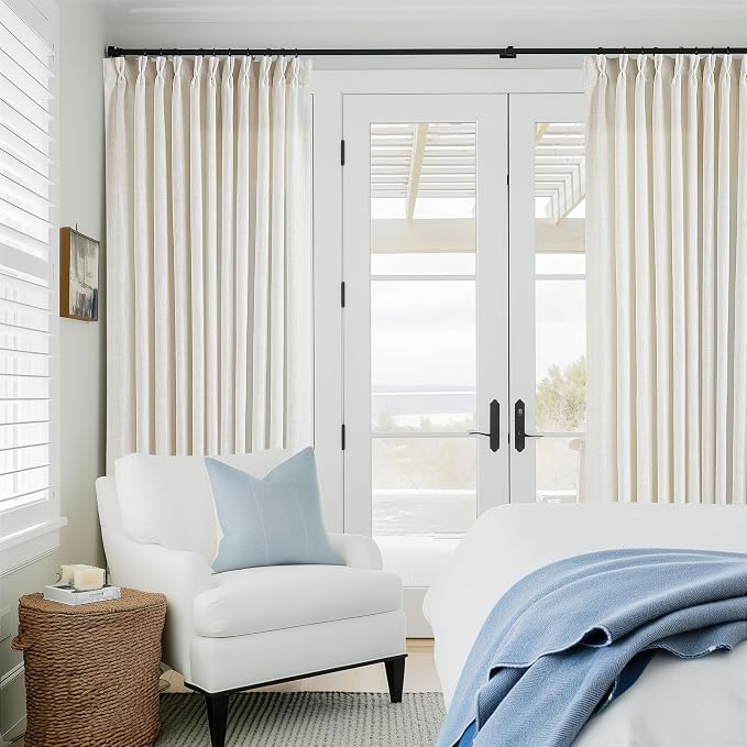 102 Inch Long Linen Curtains Extra Wide 70 Inch Width Natural | Pinch Pleated - Image 8