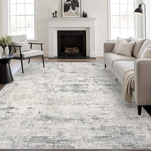 10x12 Area Rug Living Room: Modern Washable Indoor Soft Carpet Gray | by FXRHLP