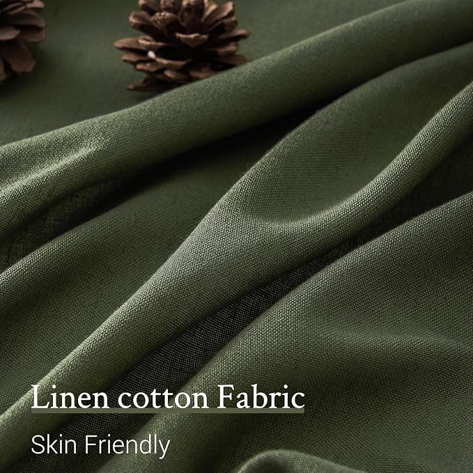 Topfinel Olive Green Pinch Pleated Linen Curtains 95 Inch Length 2 Panels - Image 3