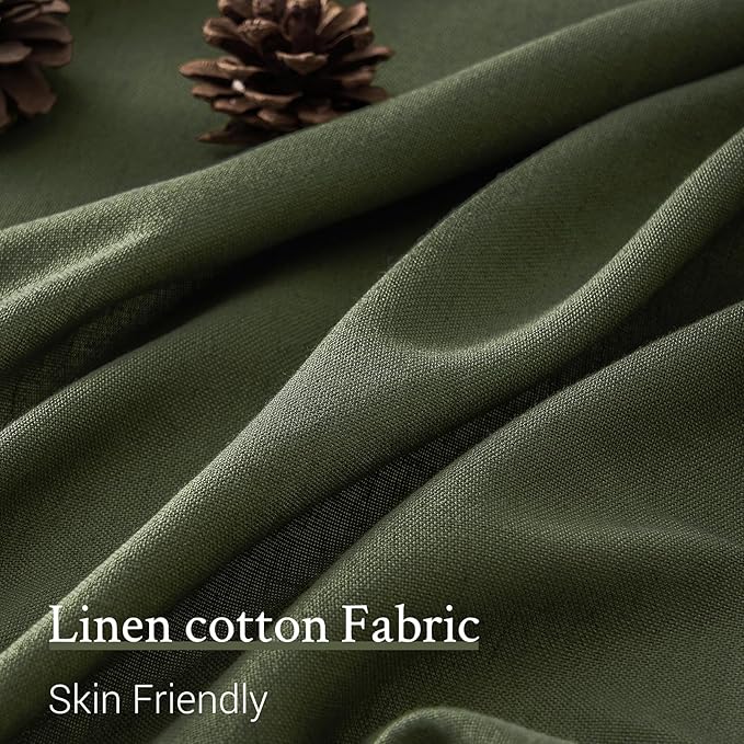 Topfinel Olive Green Pinch Pleated Linen Curtains 84 Inch Length 2 Panels - Image 6