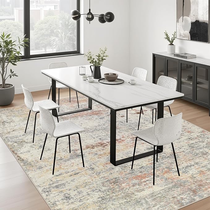 5x7 Area Rug Living Room: Modern Washable Indoor Soft Carpet Taupe | - Image 6