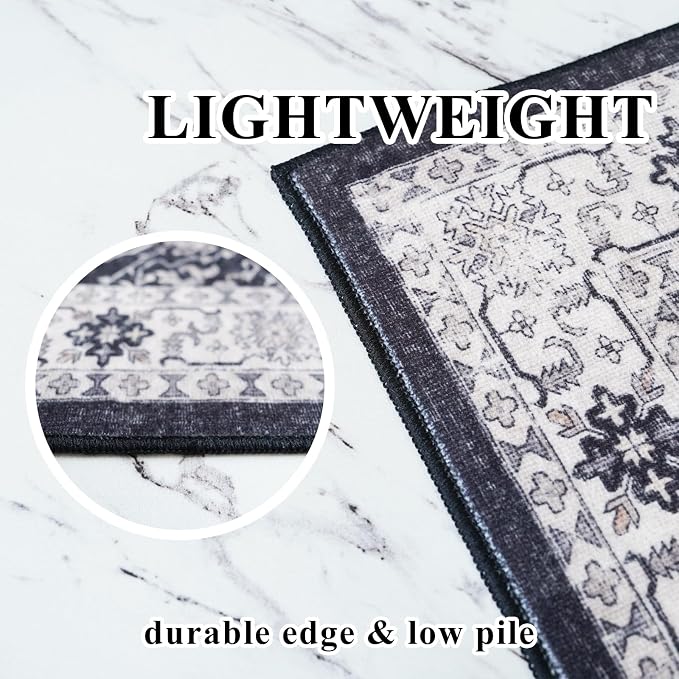 Washable 2x3 Entryway Area Rug: Vintage Soft Thin Door Mat - Image 6