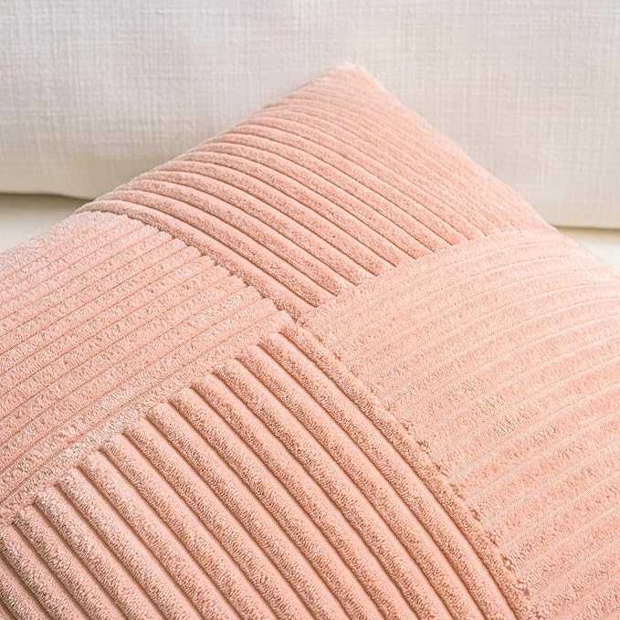 Fancy Homi 2 Packs Peach Decorative Throw Pillow Covers 20x20 Inch - Image 4