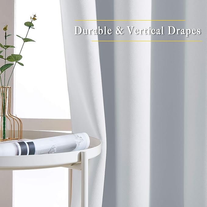 NICETOWN Greyish White Room Darkening Curtain Panels - Image 4