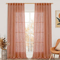 Terracotta Linen Curtains for Living Room 108 inch Length 2 Panels | Light by LAMIT