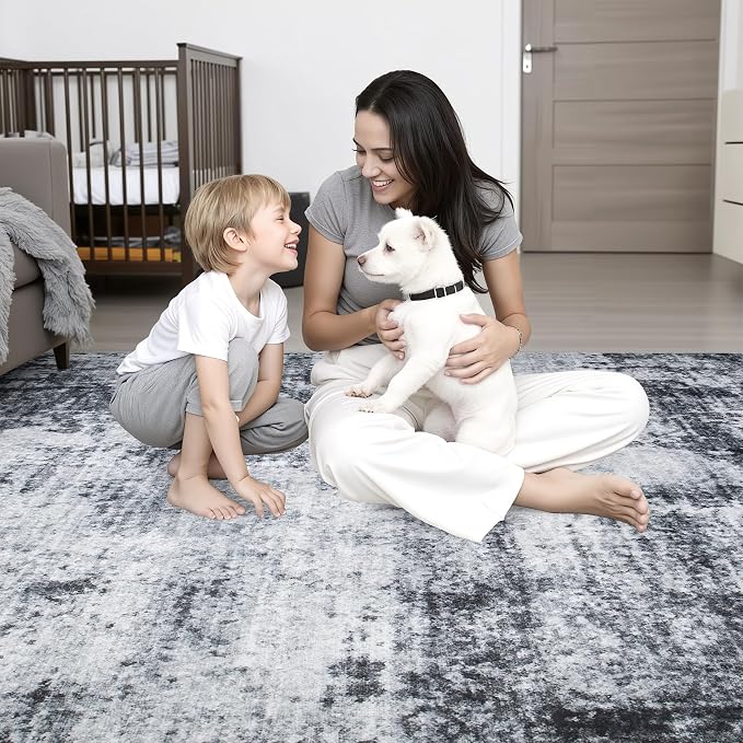 9x12 Area Rug Living Room Rug: Washable Modern Abstract Soft Thin Rug Indoor - Image 9