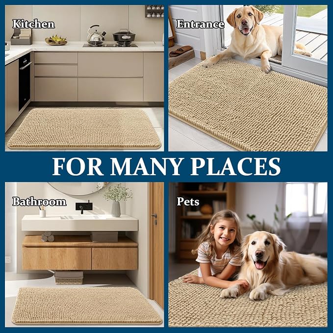 OLANLY Dog Door Mat for Muddy Paws 70x32, Super Absorbent Chenille Mud Mat | - Image 8