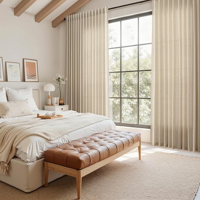 Taupe Burlywood Linen Curtains for Living Room 105 Inches Long Light Filtering - Image 7