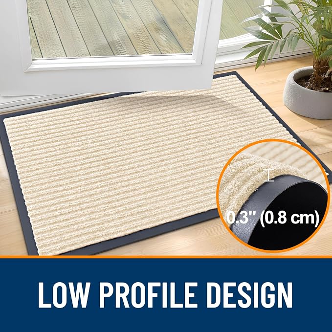 OLANLY 2-Pack Front Door Mats 33x21, Waterproof Heavy-Duty Doormats | Beige - Image 4