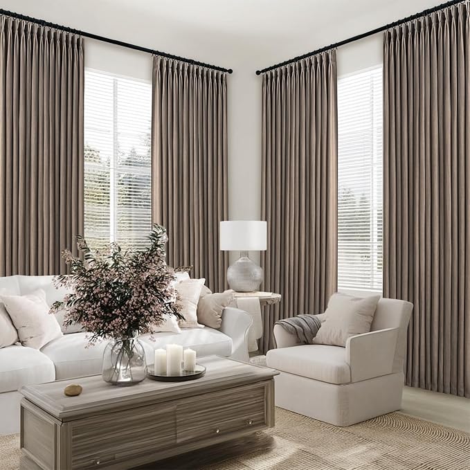 Topfinel Dark Flax Pinch Pleated Linen Curtains 120 Inch Length 2 Panels - Image 8