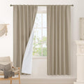 80 Inch 100% Blackout Natural Linen Curtains 2 Panels, 52 x 80 Inch | Privacy by LAMIT