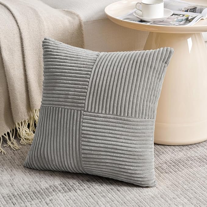 Fancy Homi 2 Packs Grey Samll Decorative Throw Pillow Covers 12x12 Inch - Image 2