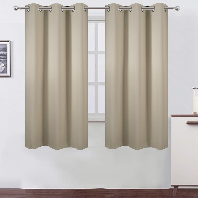 Beige Thermal Blackout Curtains/42 x 63 Inch/Set of 2 Panels Room Darkening by Lemomo