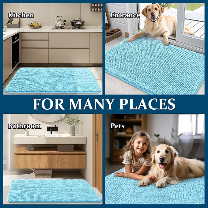 OLANLY Dog Door Mat for Muddy Paws 54x32, Super Absorbent Chenille Mud Mat | - Image 8