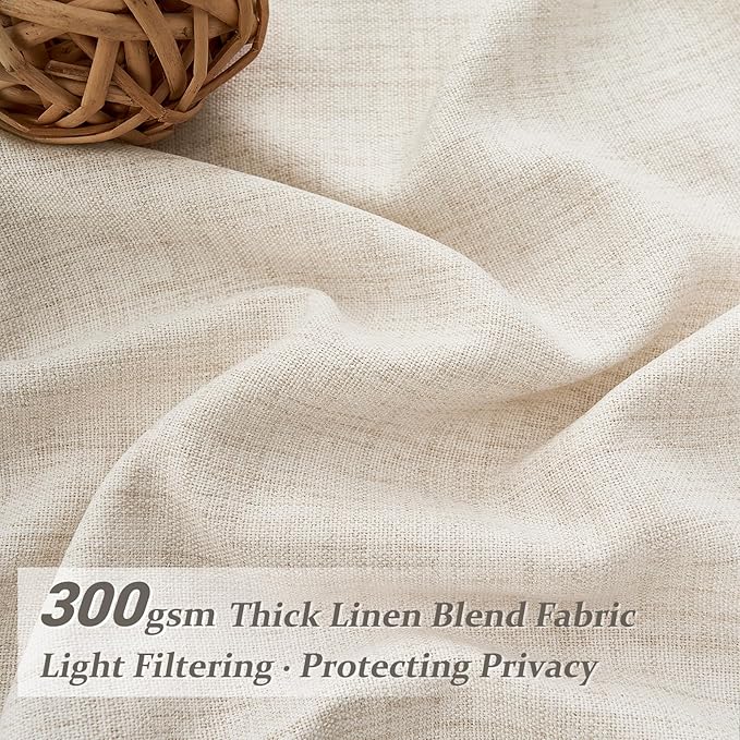 Pinch Pleated Semi Sheer 100 Inch Curtains, Pretty Neutral Cream Ivory Flax - Image 2