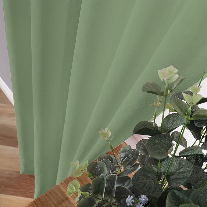 Tollpiz Sheer Curtain Linen Textured Living Room Curtains Sheer Light Filtering - Image 3