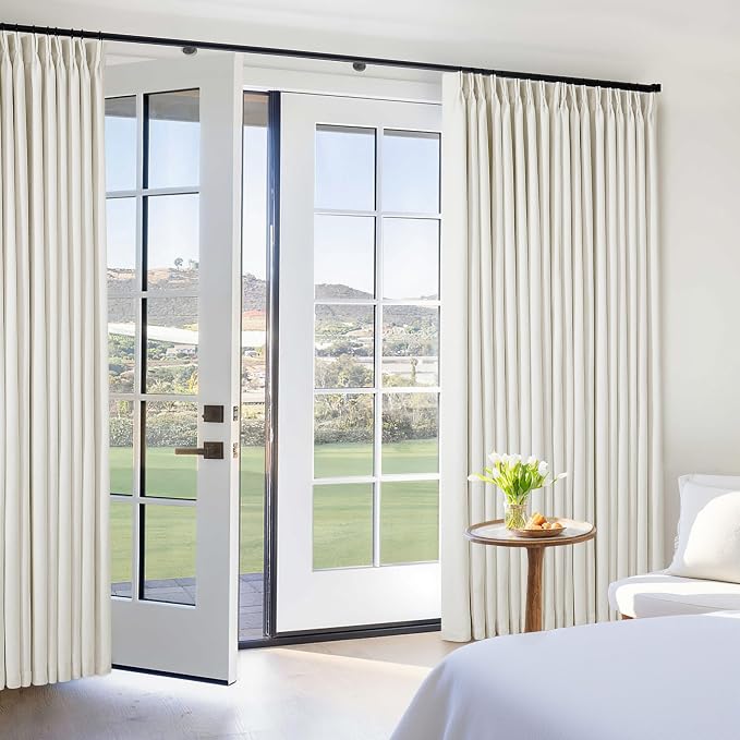 Natural Pinch Pleat 100% Blackout Linen 96 Inch Long Curtains 60 Inch Wide | 2 - Image 6