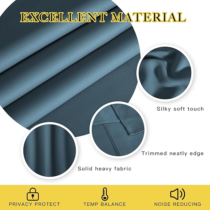 NICETOWN Blackout Short Curtain 63 inches Long - Image 2