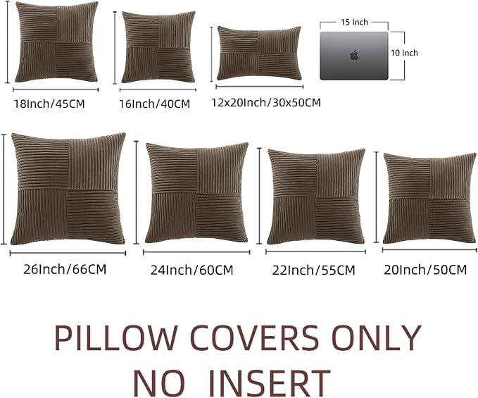 Fancy Homi 2 Packs Dark Brown Euro Decorative Throw Pillow Covers 26x26 Inch - Image 7