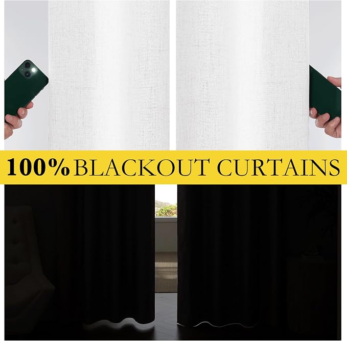 NICETOWN Linen Full Blackout Curtains 52 x 80 inch Panels, Full Bedroom Light - Image 4