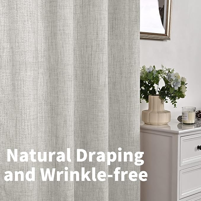 YoungsTex Light Grey Linen Curtains 90 Inch Length - Image 4