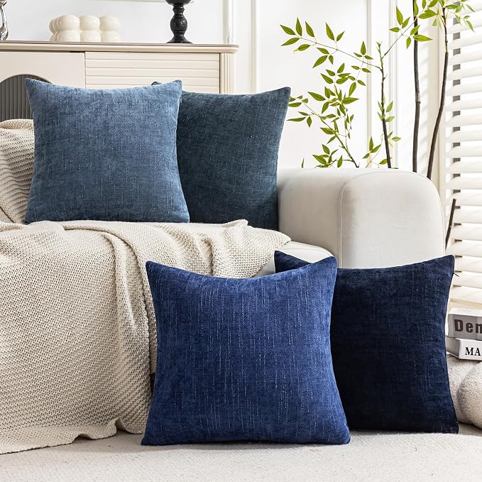 Set of 4 Soft Textured Decorative Throw Pillow Covers 18x18 Inch Cozy Farmhouse - Image 2