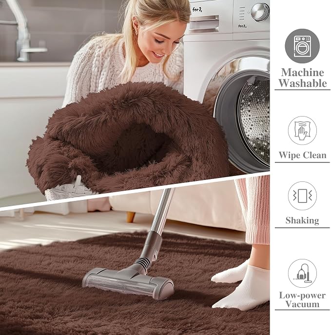 OLANLY 6x6 Area Rugs for Living Room Bedroom, Machine Washable Soft Fluffy - Image 2