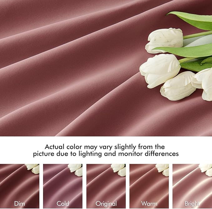 MIULEE Dusty Rose Back Tab Blackout Curtains 52x120 Inch Long 2 Panels Set | - Image 8