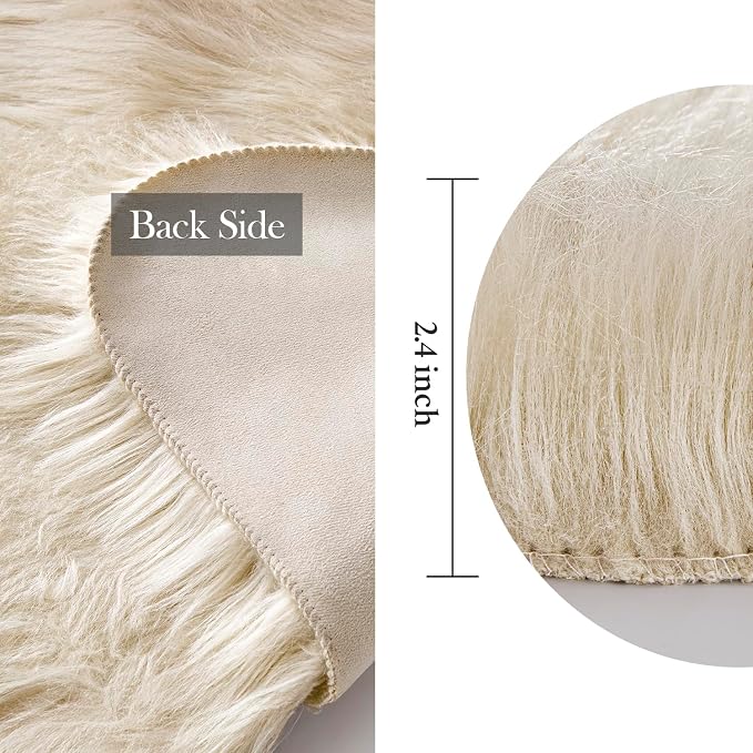 MIULEE Fluffy Area Rug 3x5 ft Faux Fur Sheepskin Rug - Image 2