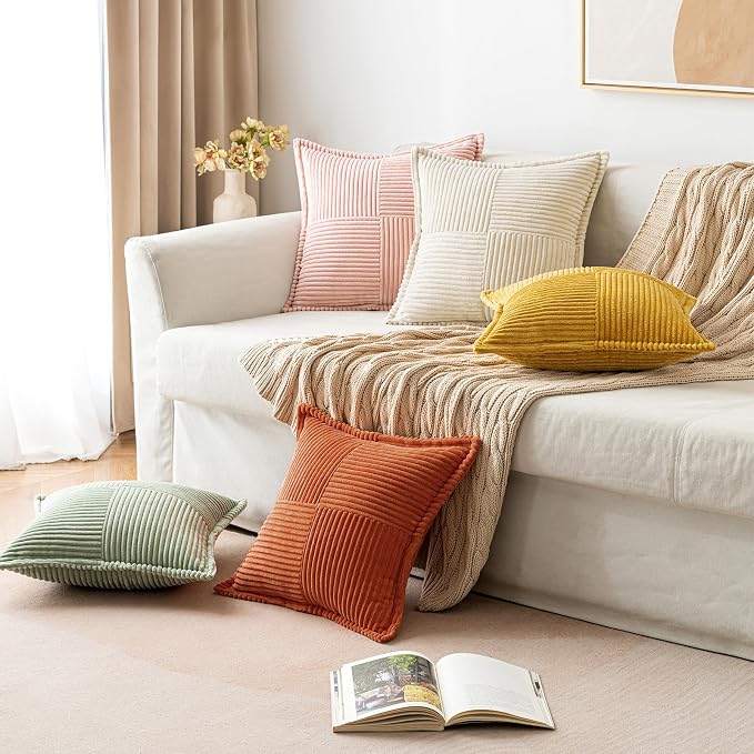 MIULEE Fall Burnt Orange Decorative Euro Sham Throw Pillow Covers 22x22 in | 2 - Image 4