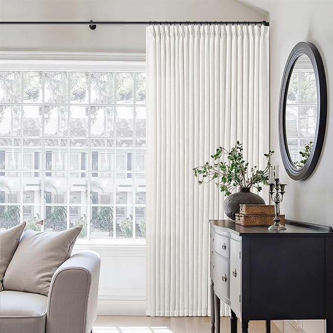 Beige White Pinch Pleated Extra Wide Curtain Panels 84 Inches Long 100 Wide | - Image 7