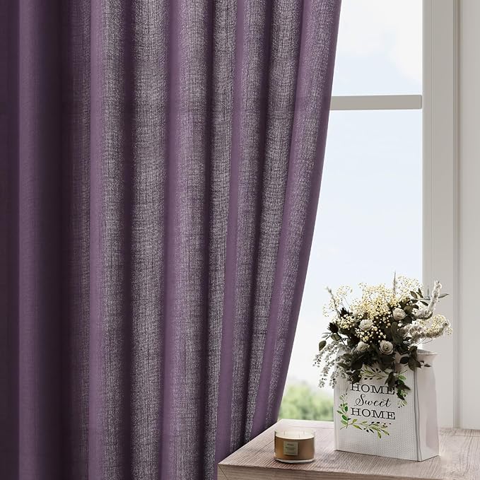 Plum Linen Curtains 108 Inches Long - Image 4