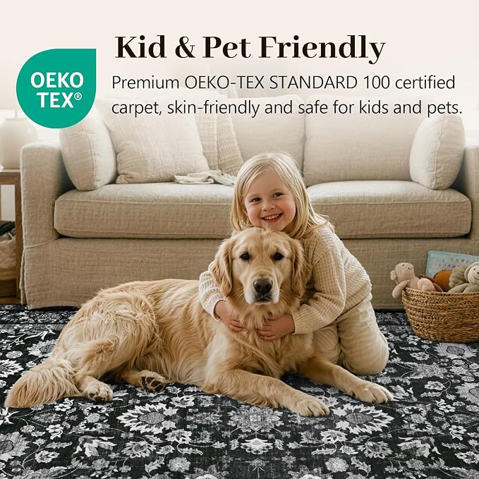 5x7 Ft Area Rugs for Living Room, Soft Non-Slip Machine Washable Rug, Vintage - Image 5