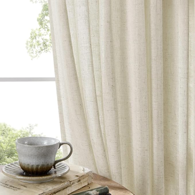 Joydeco Linen Curtains 90 Inch Length 2 Panel Sets, Light Filtering Curtains - Image 4