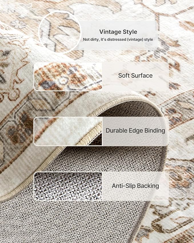 AMADA HOMEFURNISHING 5x7 Area Rugs, Washable Living Room Rug Low-Profile - Image 7