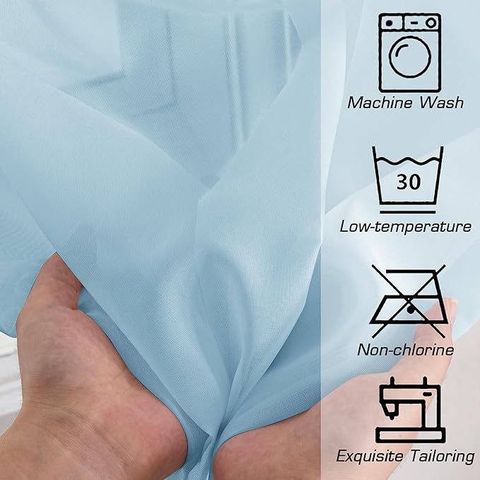 Sheer Curtains 63 inch Length 2 Panels Set, Light Weight Soft Solid Fimly Sheer - Image 5